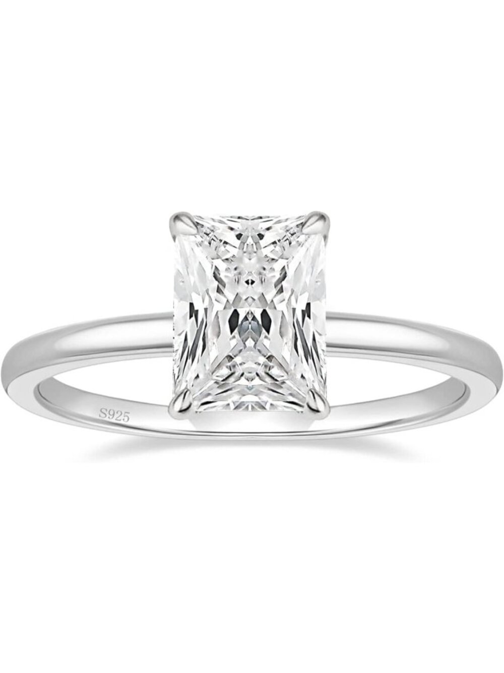 EAMTI 925 Sterling Silver Engagement Rings for Women Radiant Cut